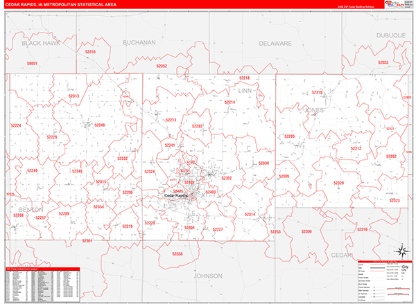 Cedar Rapids Metro Area Wall Map